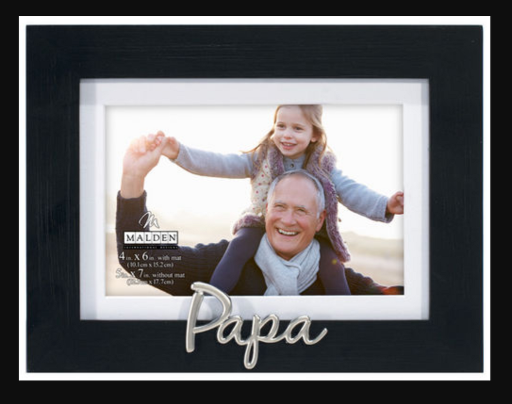 Malden- 4 x 6 or 5 x 7 - Papa Frame, Blk Distressed/Wht Matte –  Heartstrings Home Decor & Gifts
